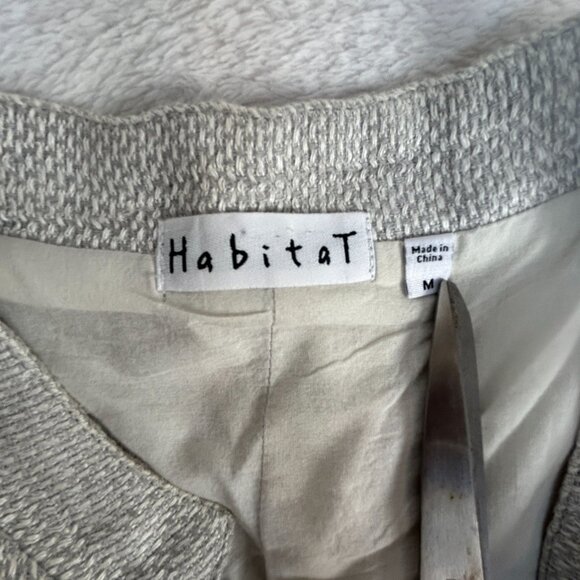 Habitat Womens Linen Button Front Tunic Jacket Medium Gray Pockets Lightweight - Picture 3 of 10